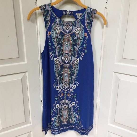 Ecote' Blue Boho Sleeveless Mini Dress - Picture 2 of 13